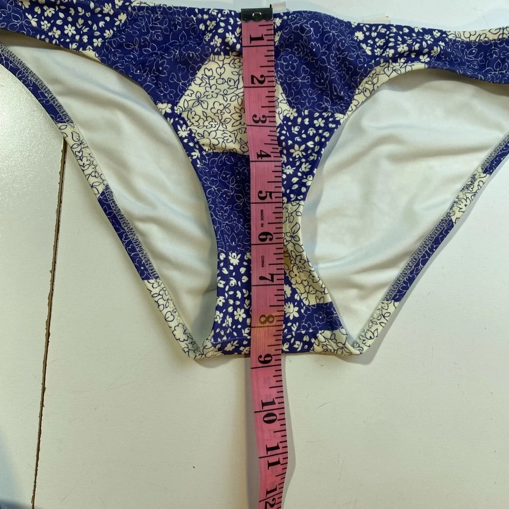 Madewell‎ Blue & White Second Wave Classic Patchwork Floral Bikini Bottoms NWT S